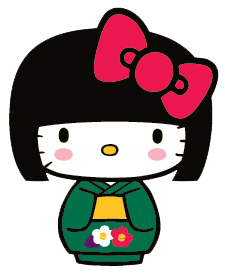 Hello Kitty Kokeshi-green
