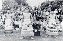 Asato Yamamoto, Mitsugu Hamanaka and Mitoki Kawaguchi, Fresno, California, June 1938.